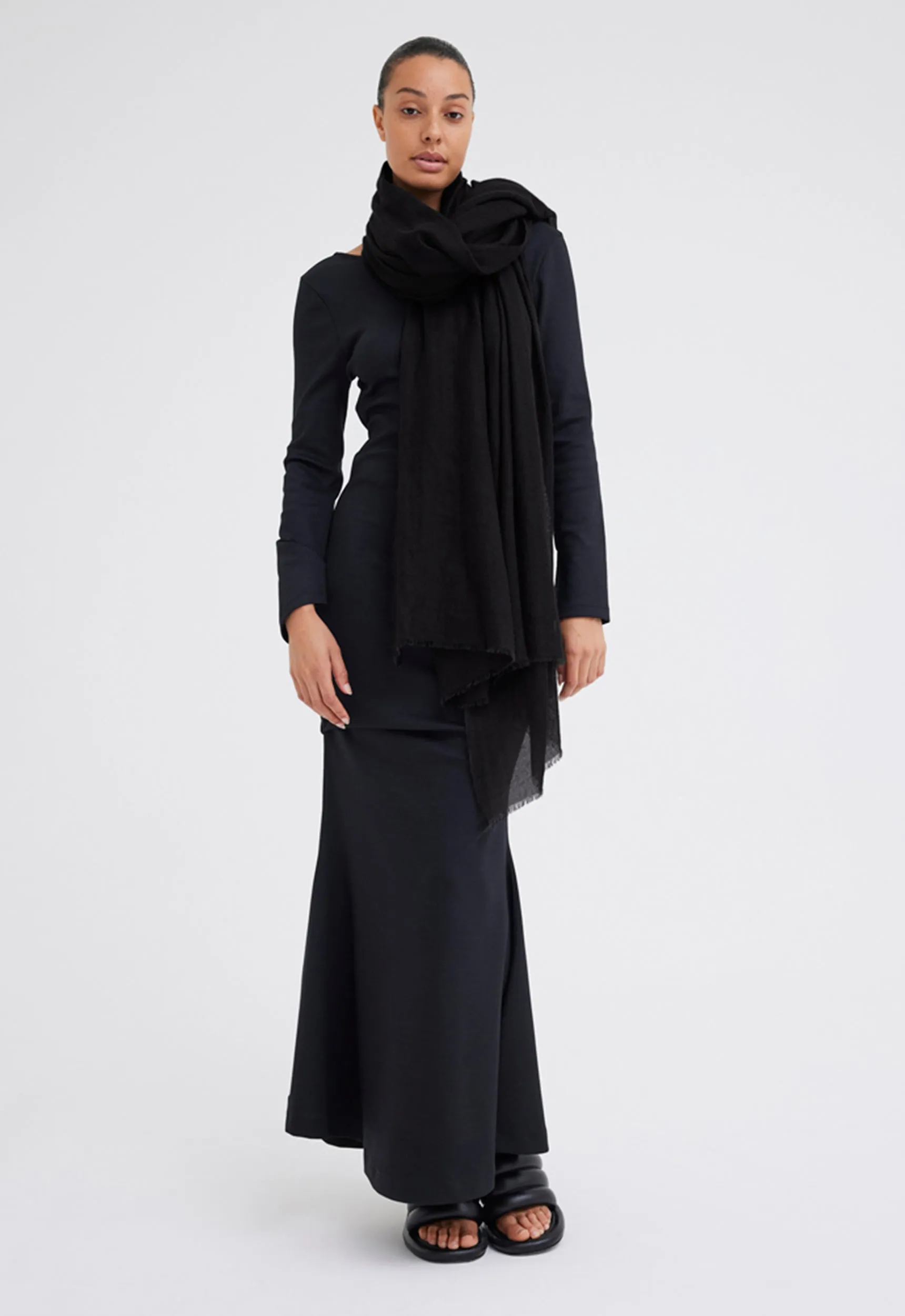Gauze Silk Cashmere Shawl - Black