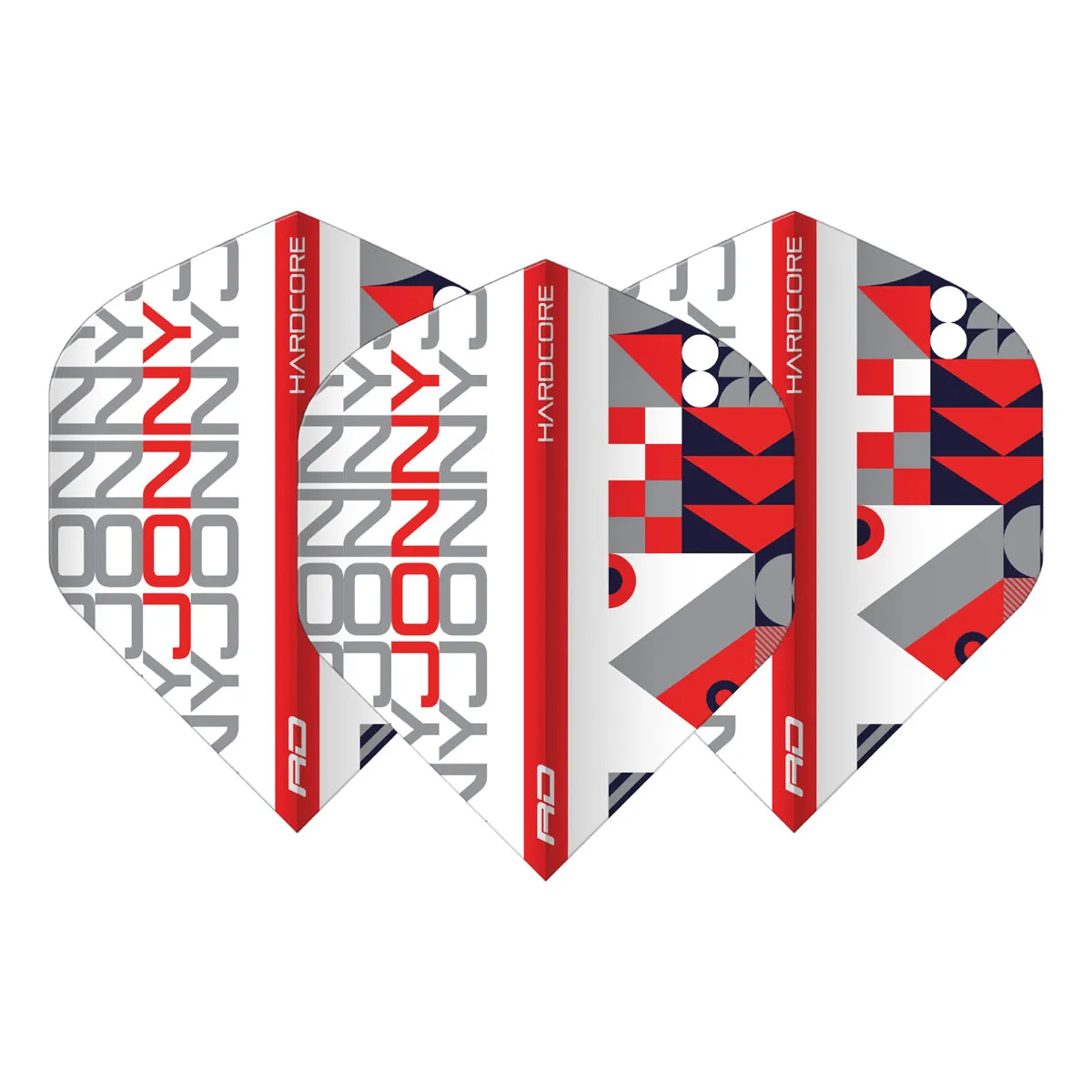 Hardcore Jonny Stack White & Red Standard Dart Flights by Red Dragon