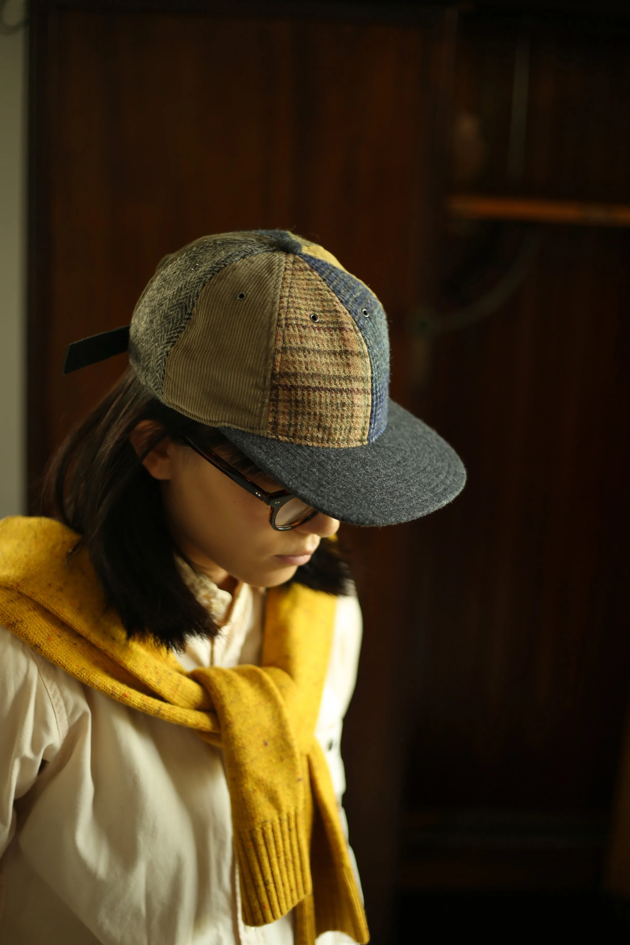 Harris Tweed Wool Herringbone&Corduroy Baseball Cap