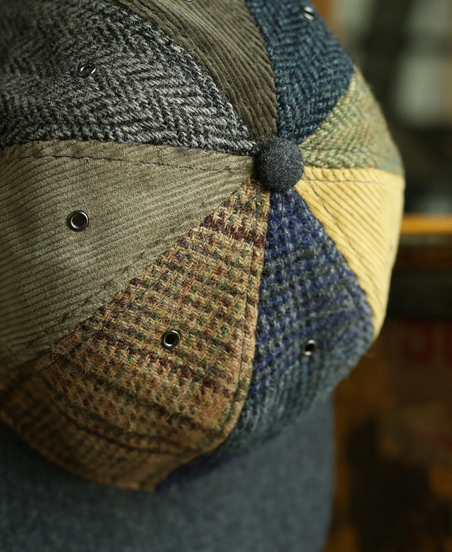 Harris Tweed Wool Herringbone&Corduroy Baseball Cap