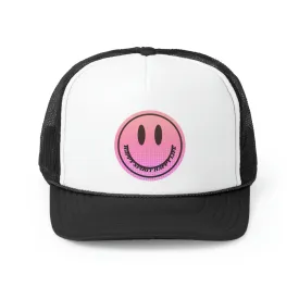 Hat Happy Spirit Happy Life, Aesthetic Sunset Hat, Smile Tumblr Hat, Trendy Trucker Hat, Vsco Girl, Pink Graphic Trucker Hat, Baseball Hat