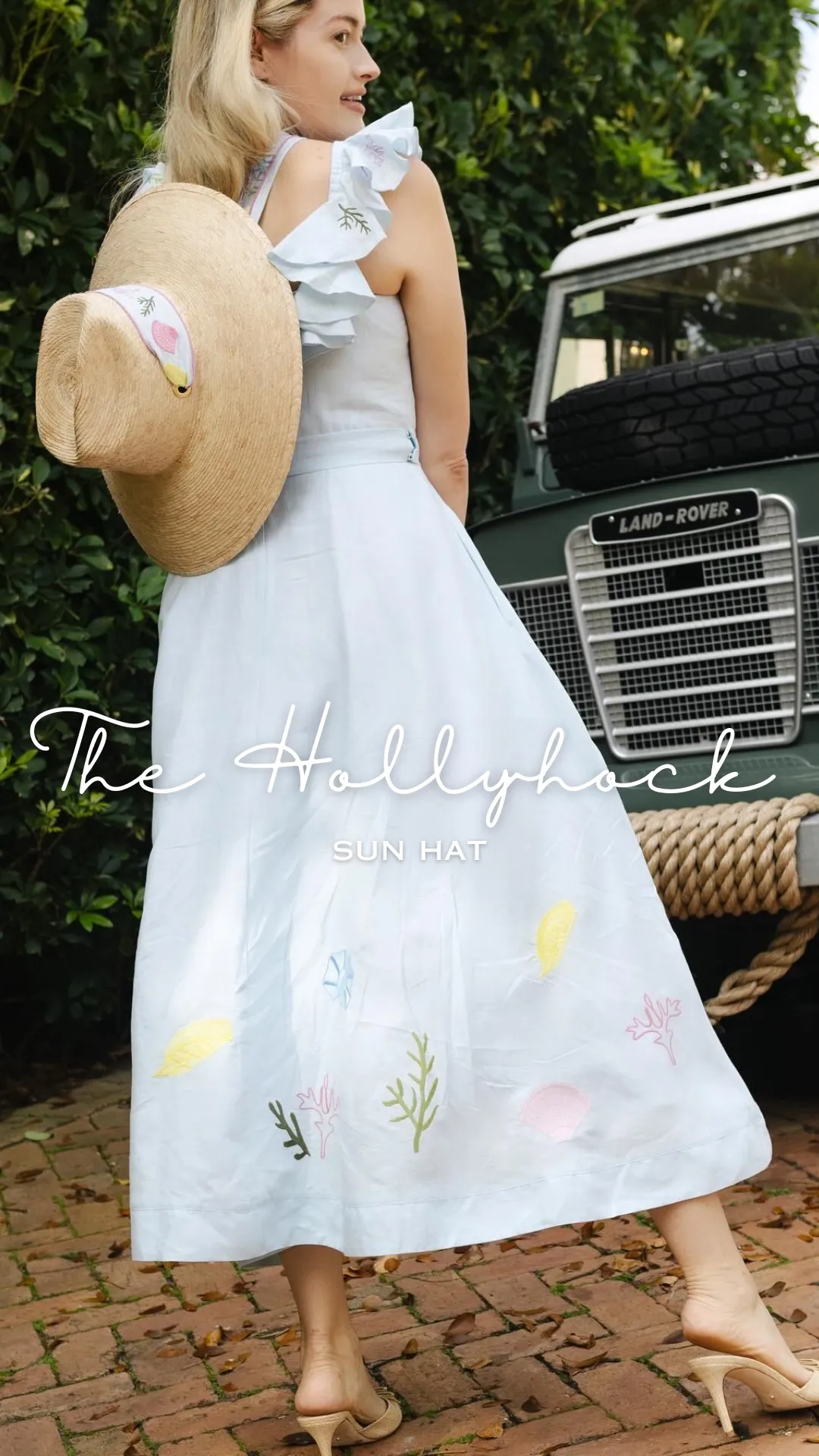 Hollyhock Sun Hat -  Navy Long Grosgrain Ribbon