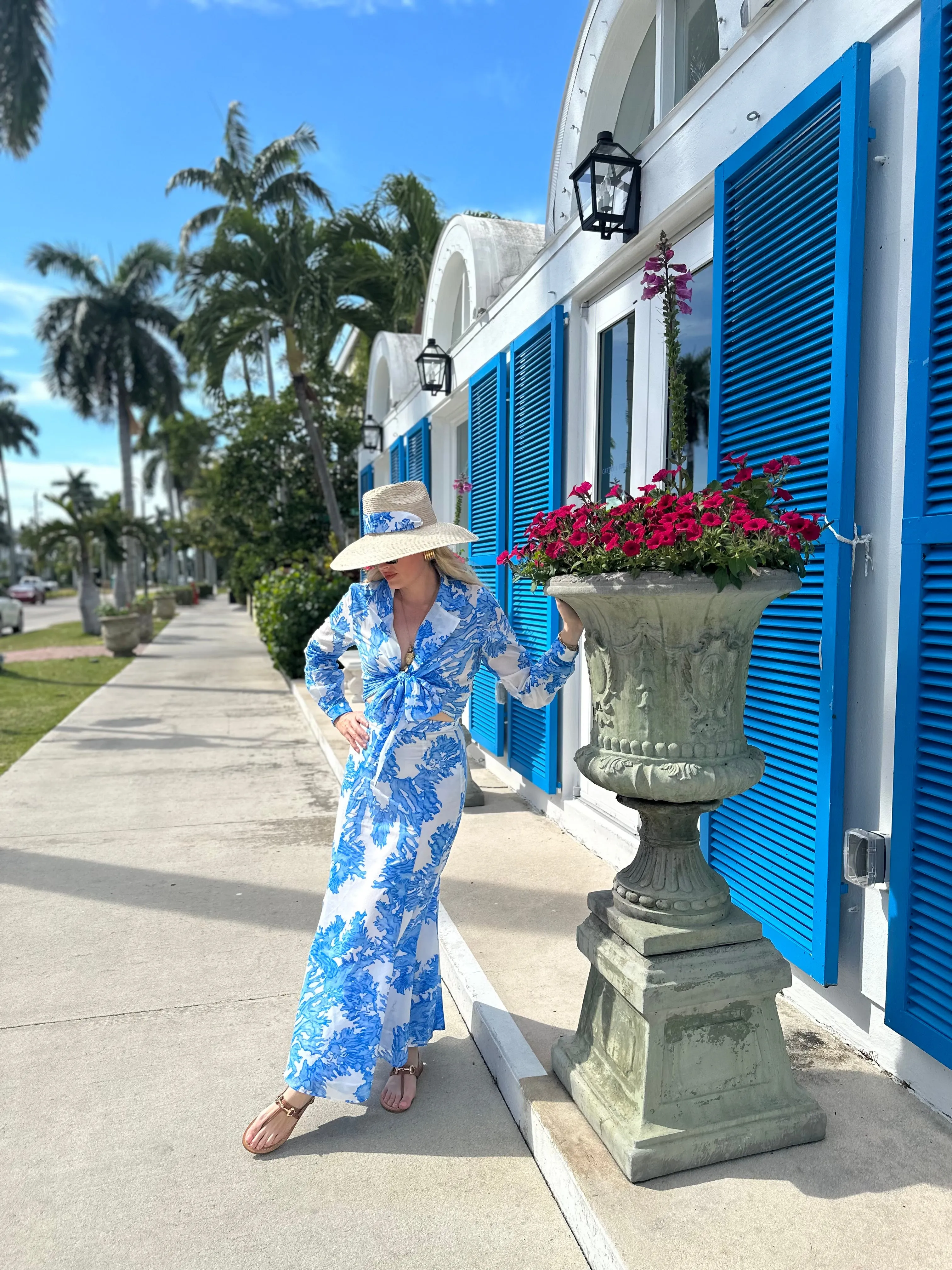 Hollyhock Sun Hat -  Navy Long Grosgrain Ribbon