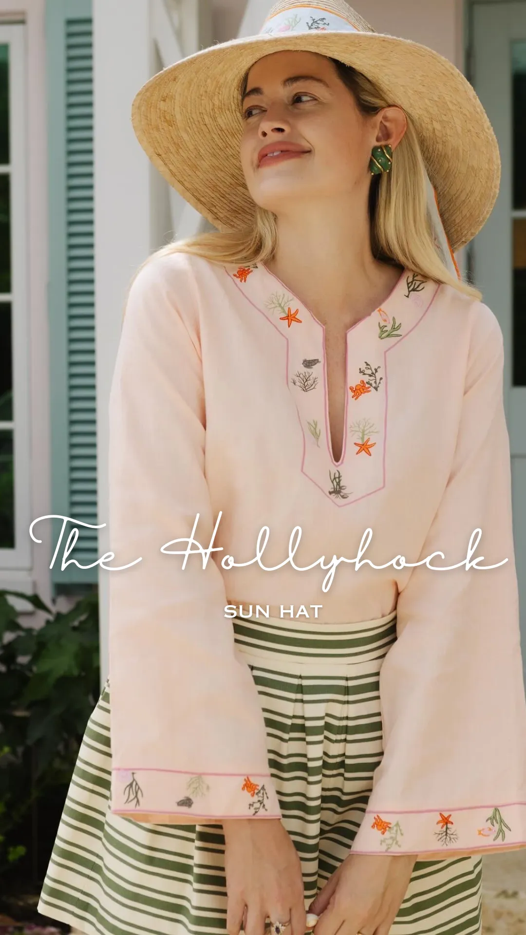 Hollyhock Sun Hat -  Navy Long Grosgrain Ribbon