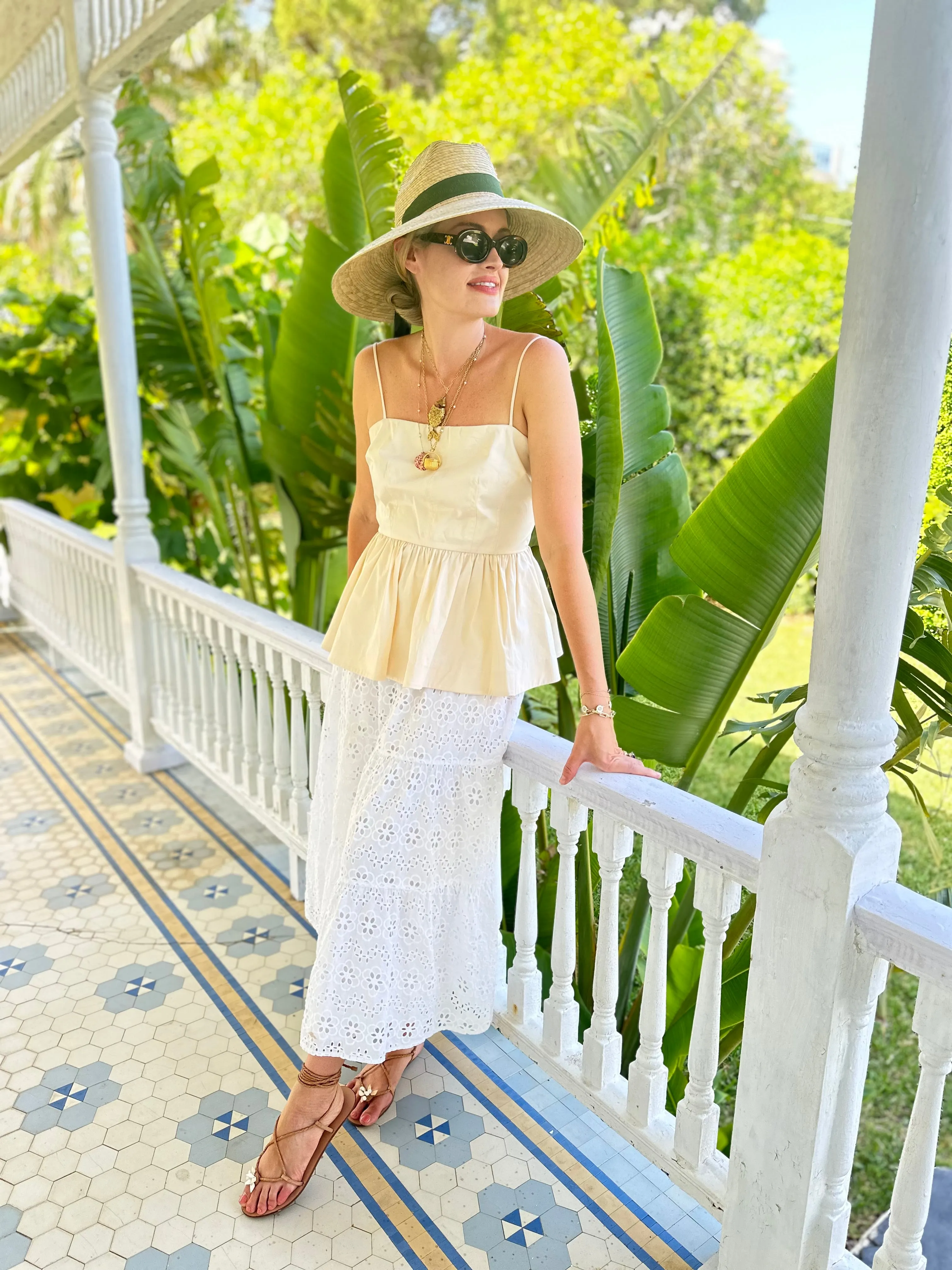 Hollyhock Sun Hat -  Navy Long Grosgrain Ribbon