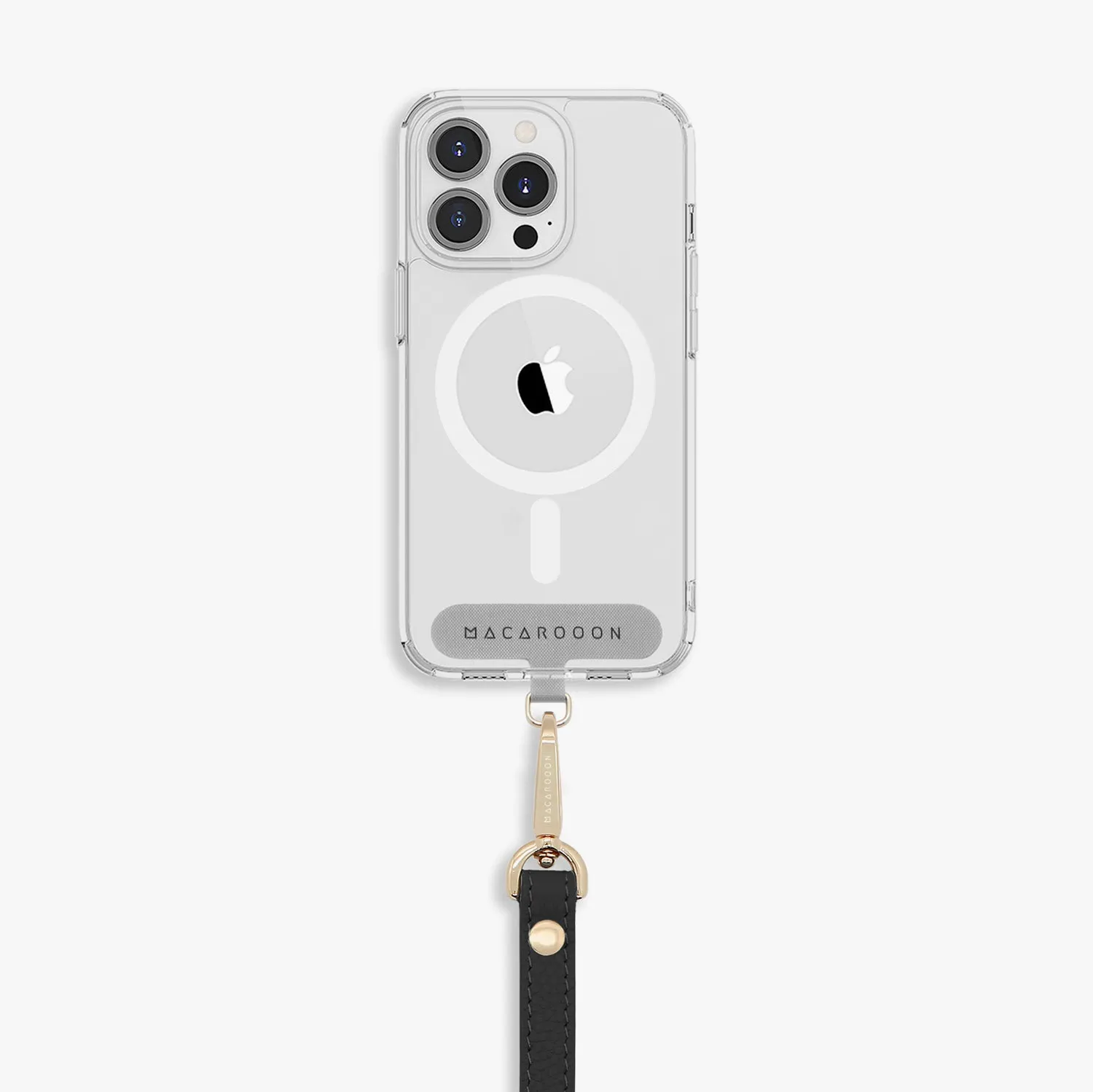 iPhone 16 Clear Case with Wrist Leather Strap