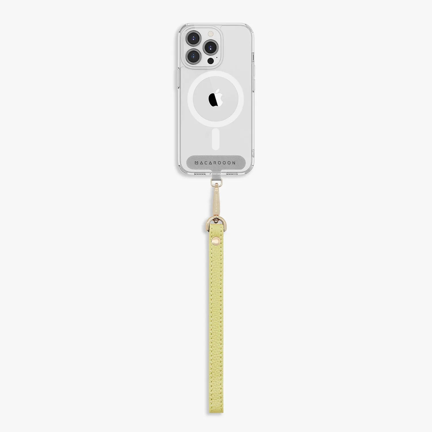 iPhone 16 Clear Case with Wrist Leather Strap