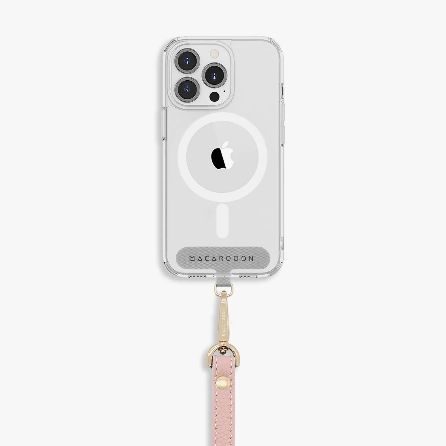 iPhone 16 Clear Case with Wrist Leather Strap