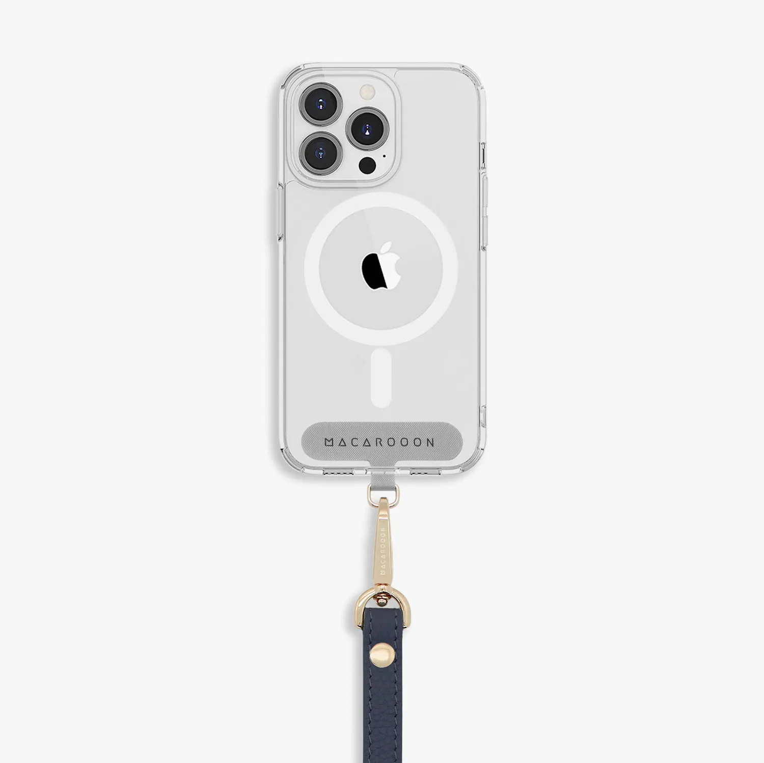 iPhone 16 Clear Case with Wrist Leather Strap