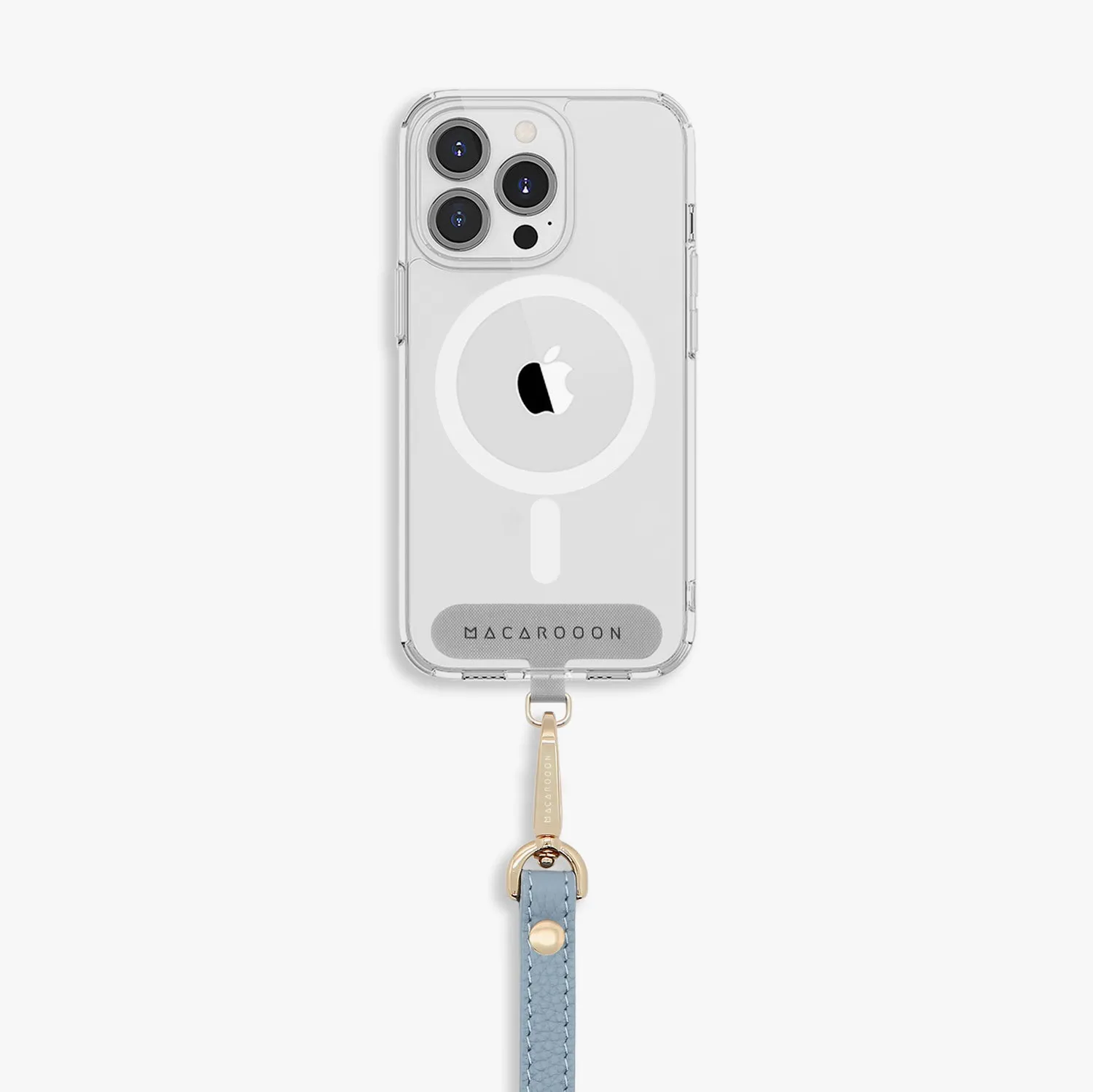 iPhone 16 Clear Case with Wrist Leather Strap