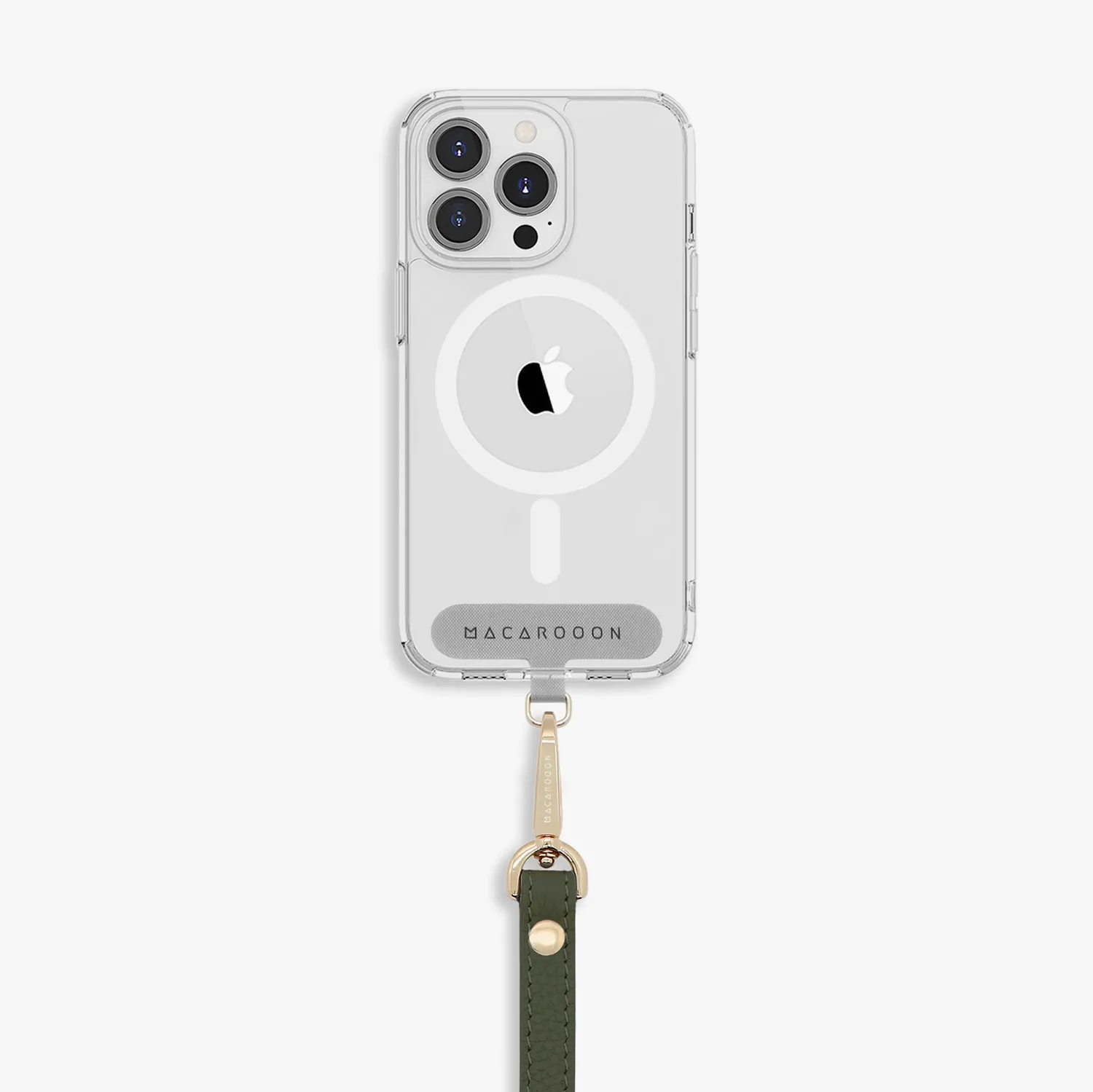 iPhone 16 Clear Case with Wrist Leather Strap