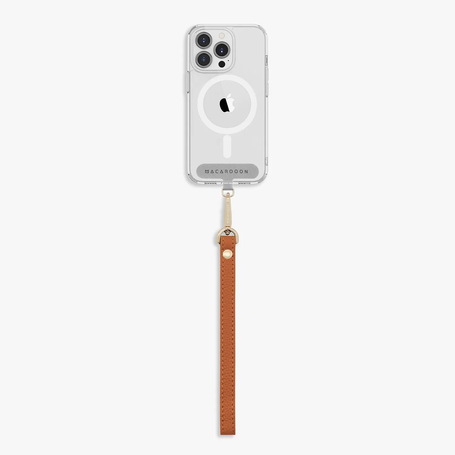 iPhone 16 Clear Case with Wrist Leather Strap
