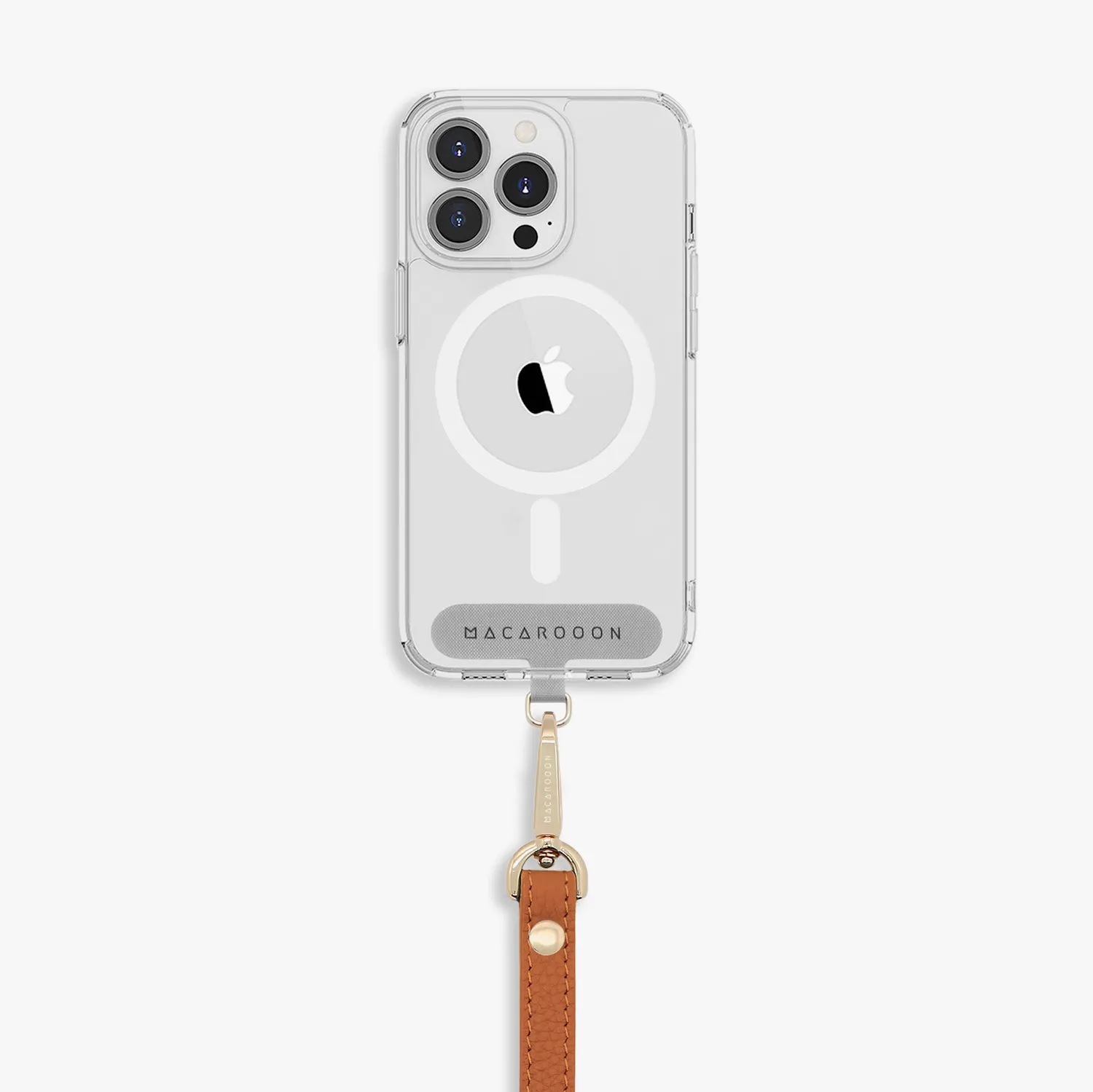 iPhone 16 Clear Case with Wrist Leather Strap