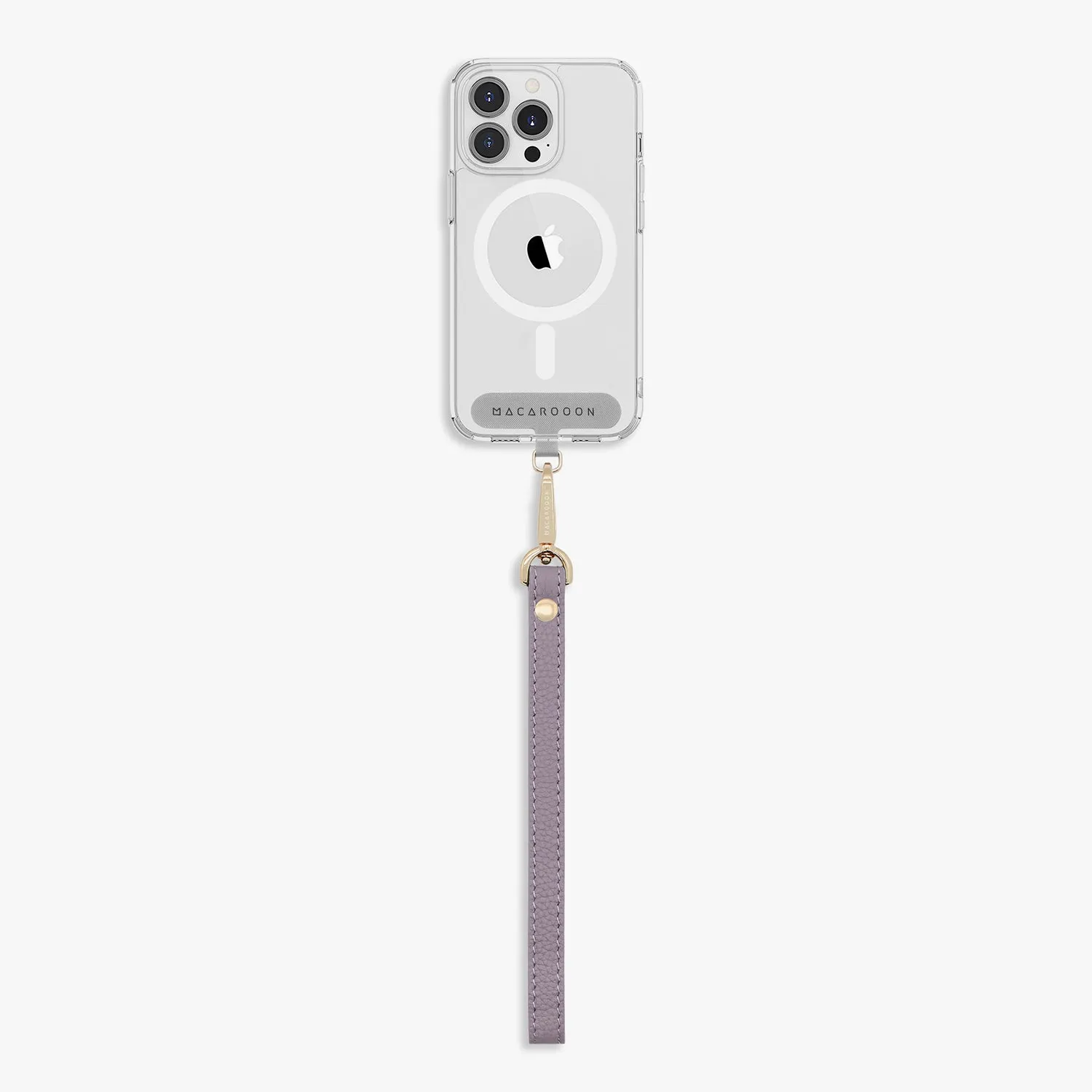 iPhone 16 Clear Case with Wrist Leather Strap