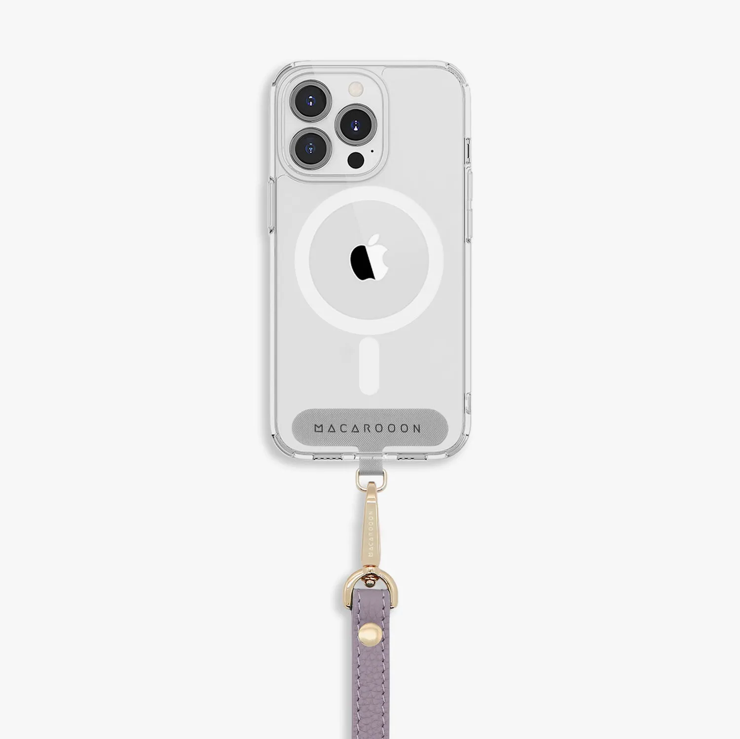 iPhone 16 Clear Case with Wrist Leather Strap