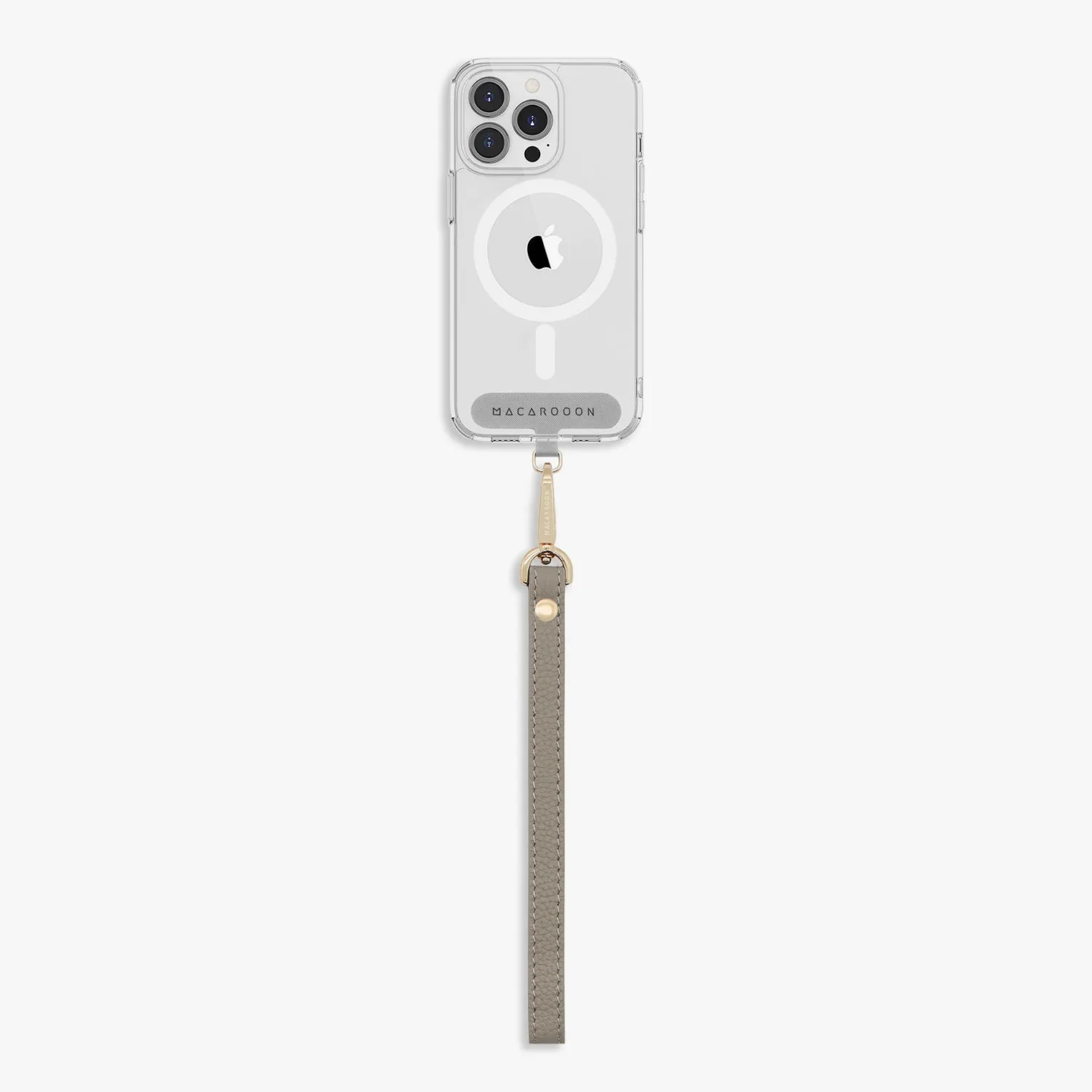 iPhone 16 Clear Case with Wrist Leather Strap
