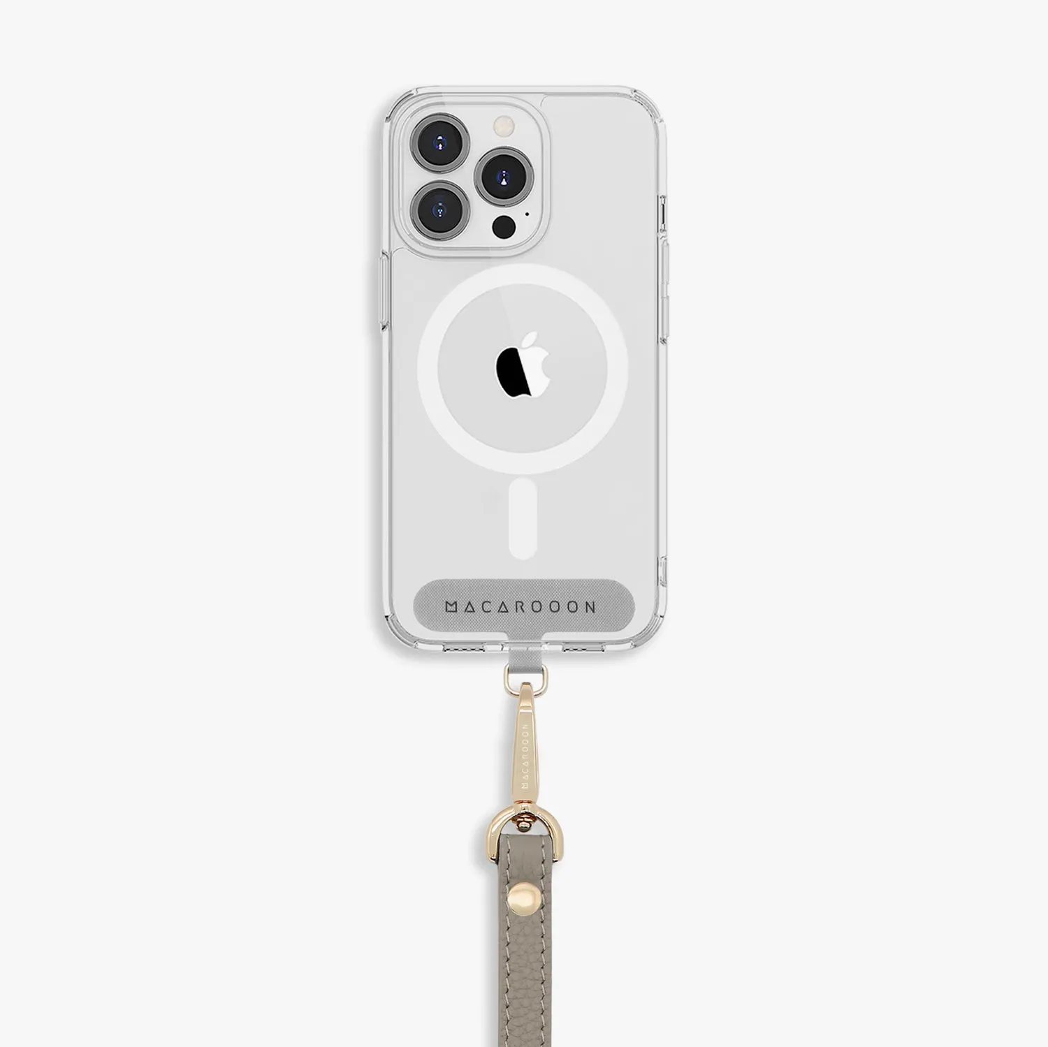 iPhone 16 Clear Case with Wrist Leather Strap