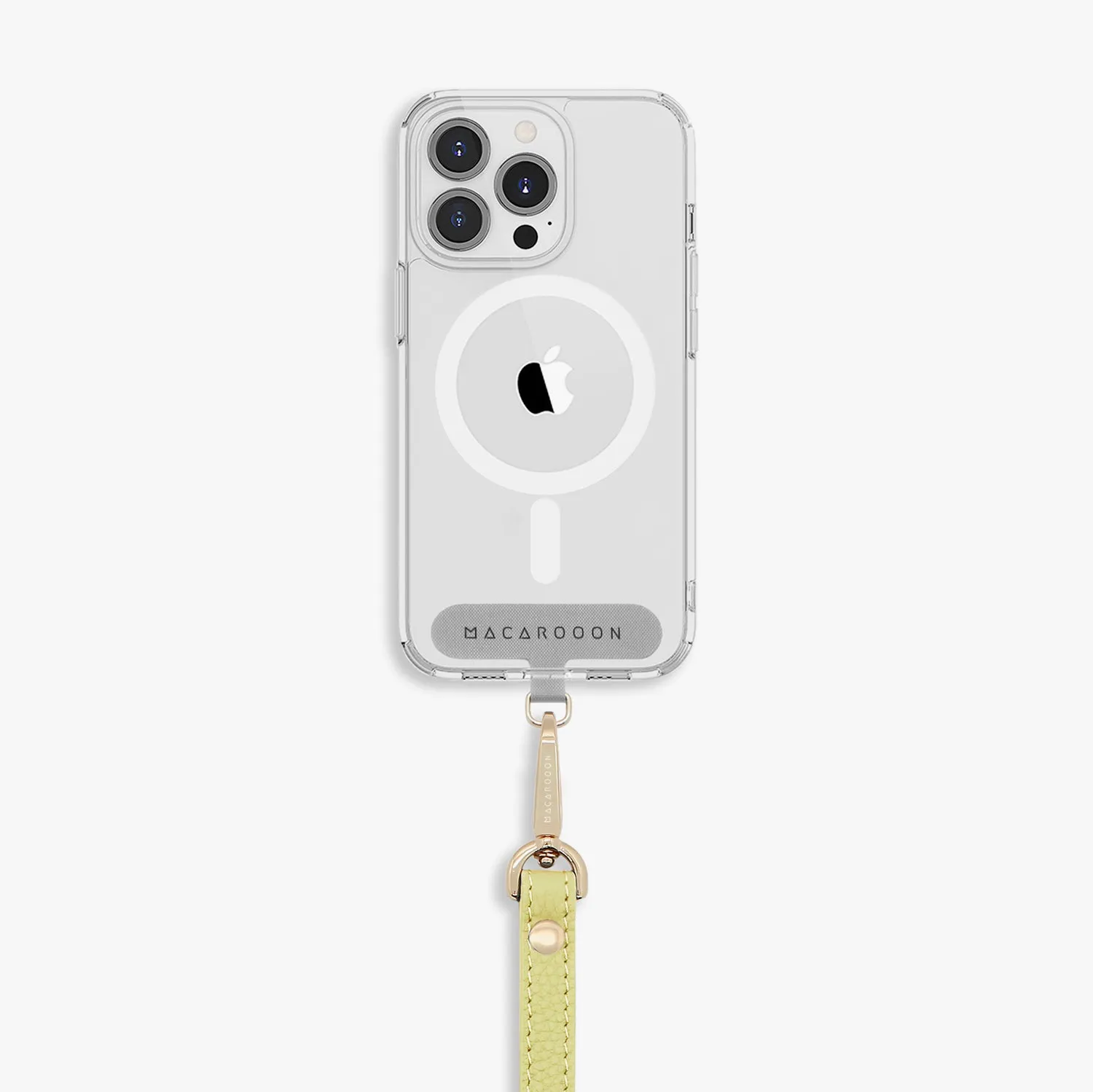 iPhone 16 Clear Case with Wrist Leather Strap