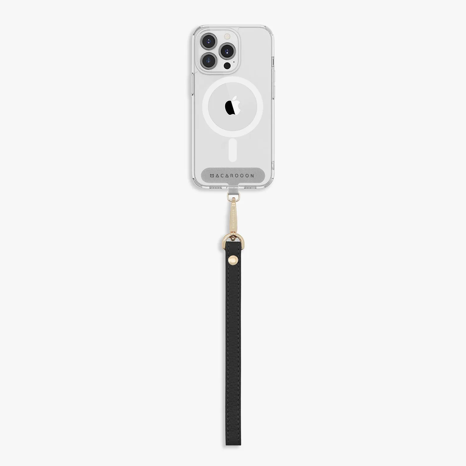 iPhone 16 Clear Case with Wrist Leather Strap