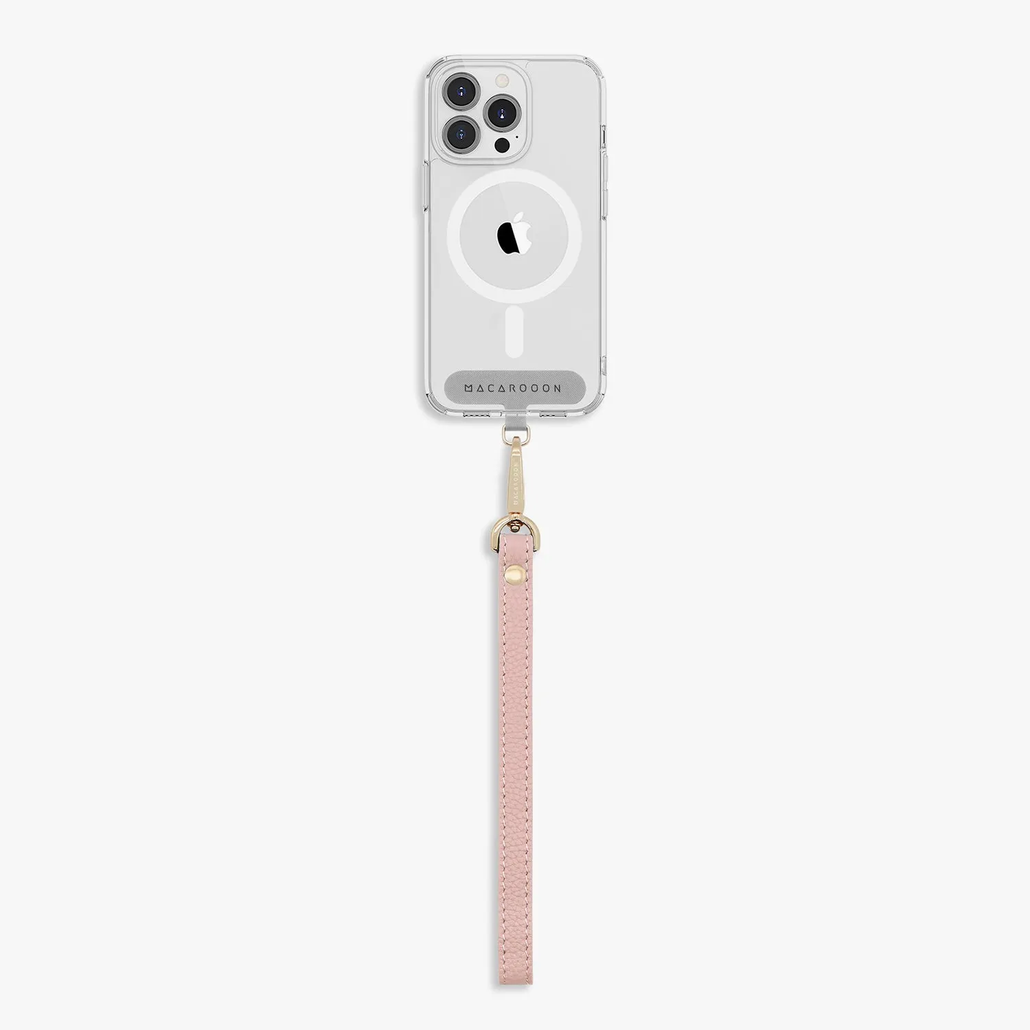 iPhone 16 Clear Case with Wrist Leather Strap