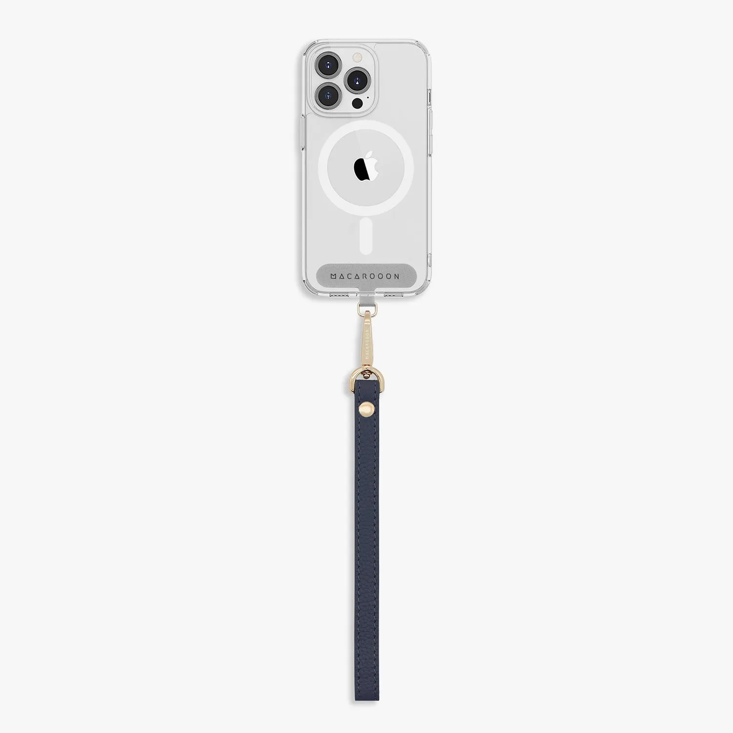 iPhone 16 Clear Case with Wrist Leather Strap