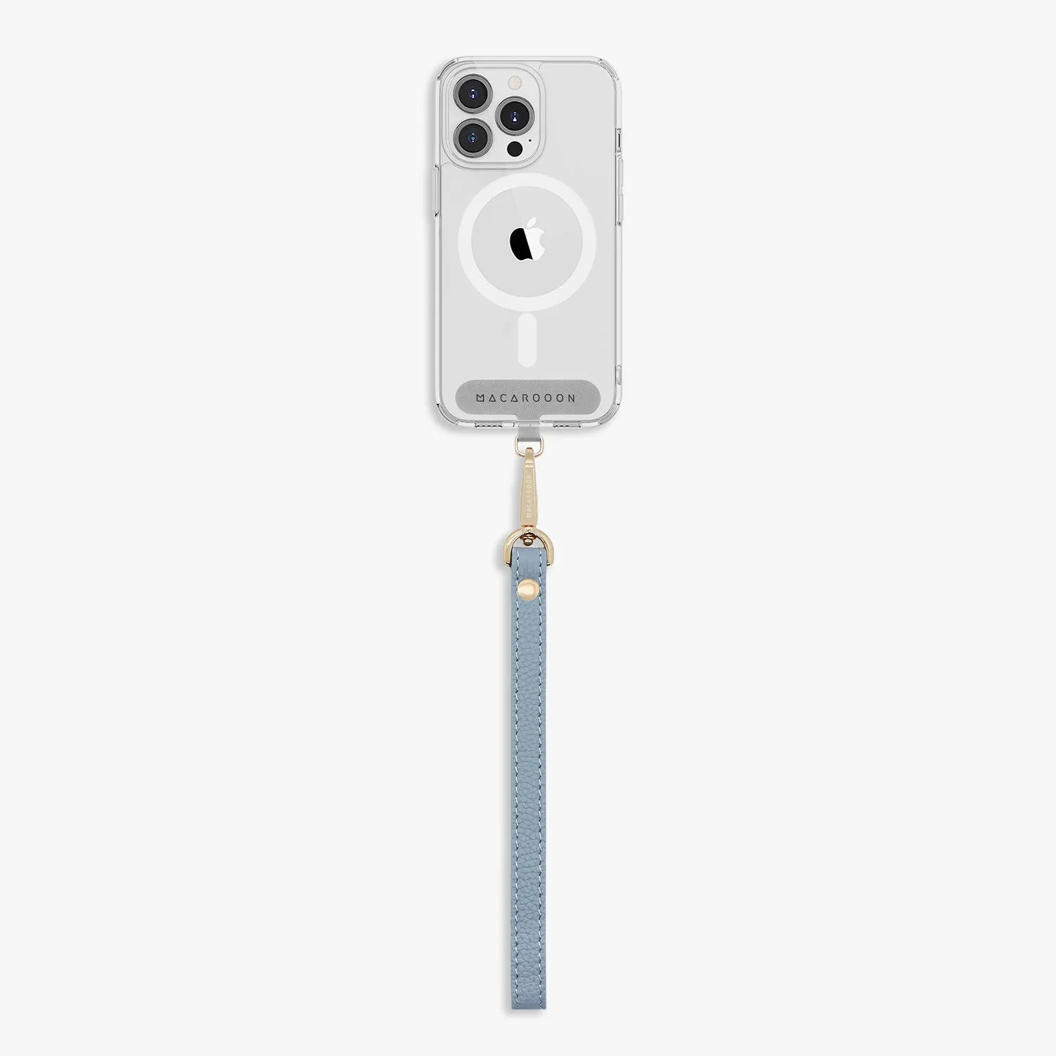 iPhone 16 Clear Case with Wrist Leather Strap