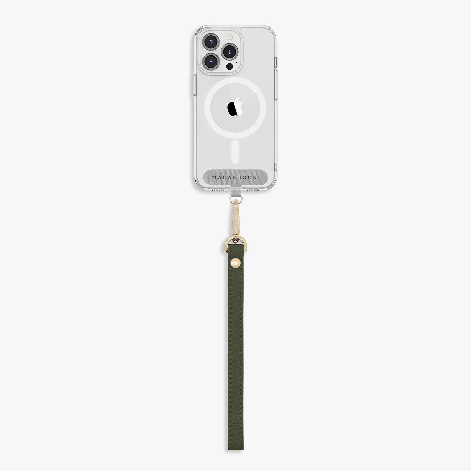 iPhone 16 Clear Case with Wrist Leather Strap