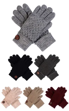 JG616 Button Double Layer Fur Lining Knit Gloves 12prs Pack(JSP)