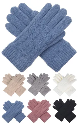 JG622P Pastel Color asst Knit Double Layer Fur Lining Gloves 12prs Pack