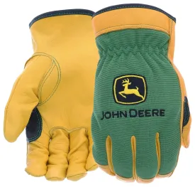 John Deere JD00008-2XL Gloves, Men's, 2XL, Keystone Thumb, Shirred Elastic Cuff, Spandex Back, Green/Yellow :PR: QUANTITY: 1