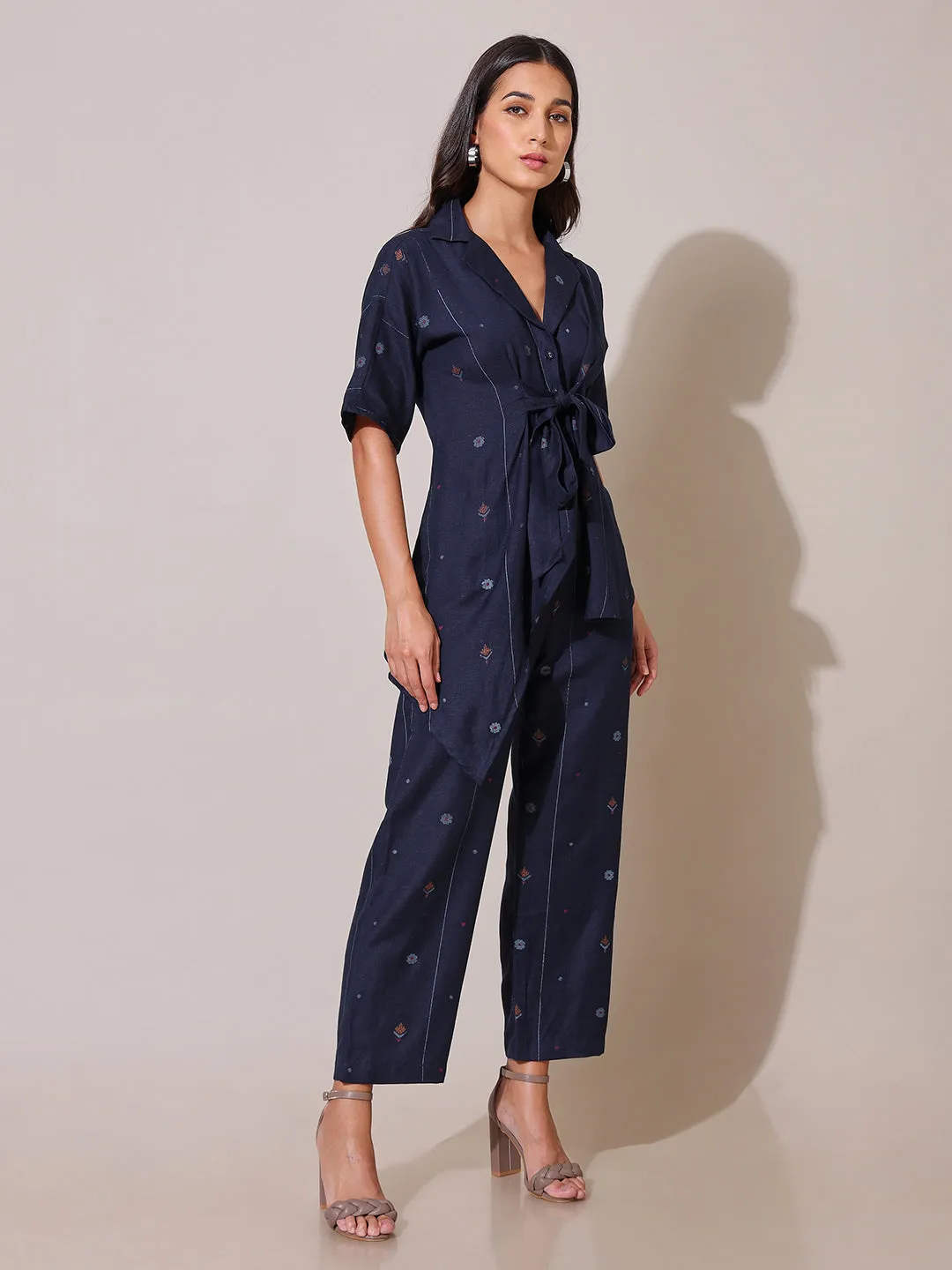 Kaleidoscope Printed Navy Asymmetric Co-ord Set