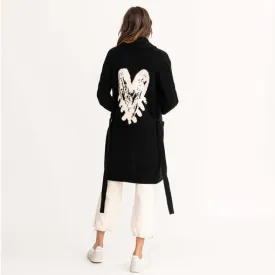 Kerri Rosenthal - London Super Long Shawl Cardigan in Pop Heart Black