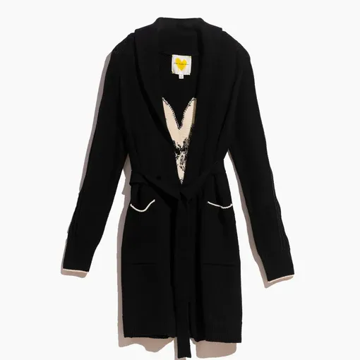 Kerri Rosenthal - London Super Long Shawl Cardigan in Pop Heart Black