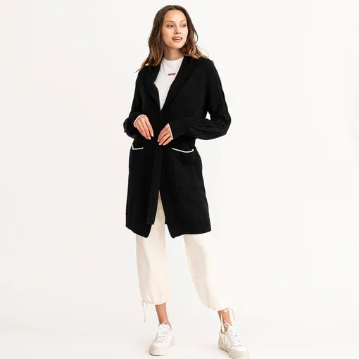 Kerri Rosenthal - London Super Long Shawl Cardigan in Pop Heart Black
