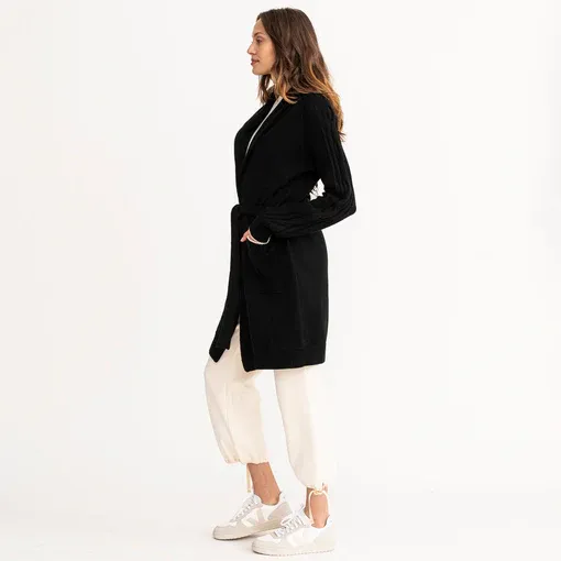 Kerri Rosenthal - London Super Long Shawl Cardigan in Pop Heart Black