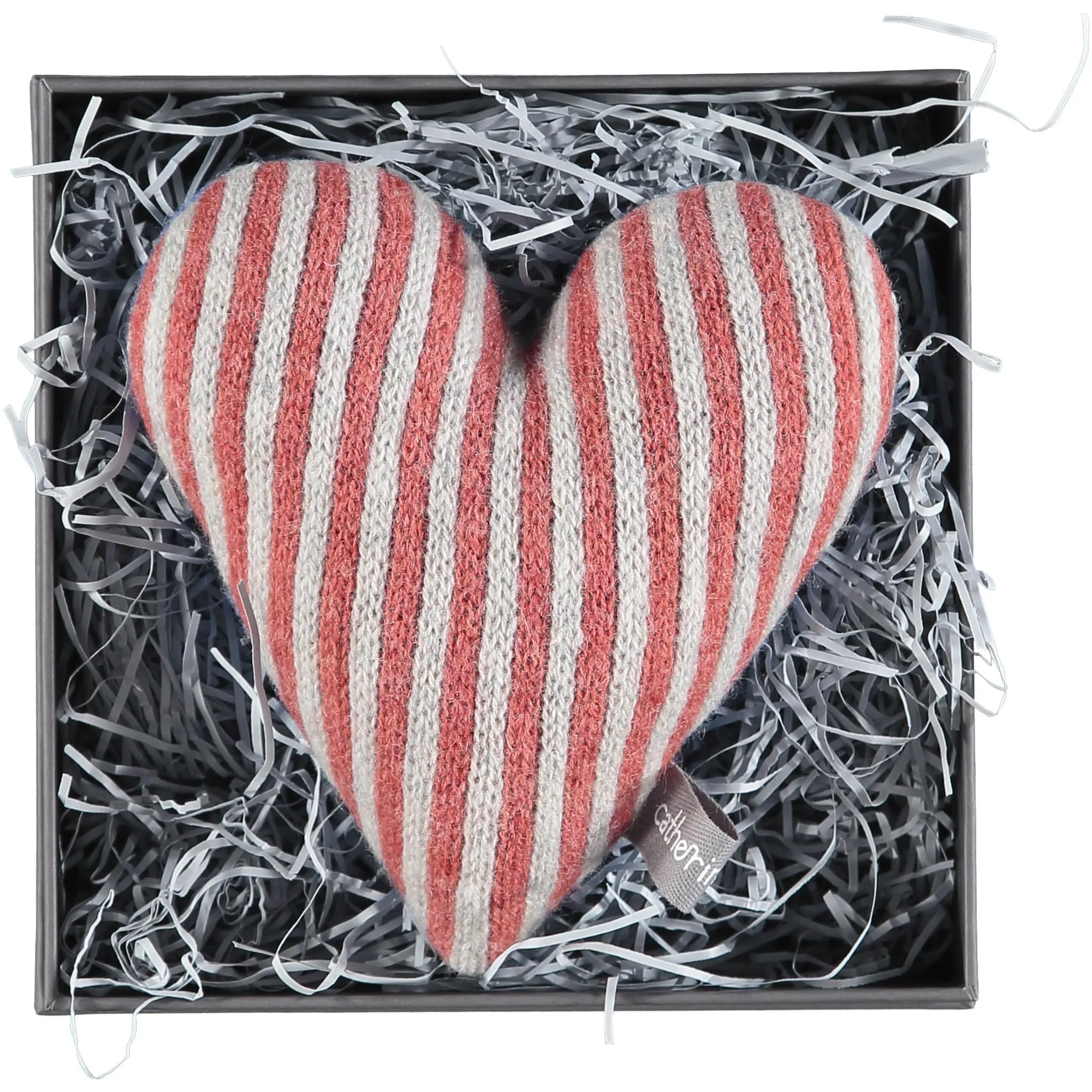 Mini Knitted Orange & Oat Stripy Heart With Lavender