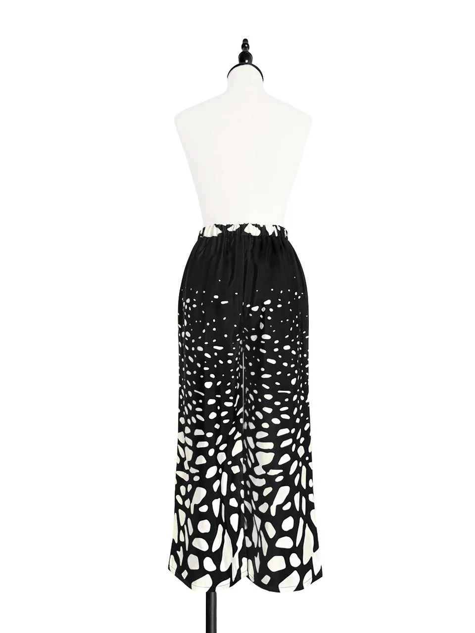 Mono Gradate Dots Contrast Piping Silky Cropped Trousers