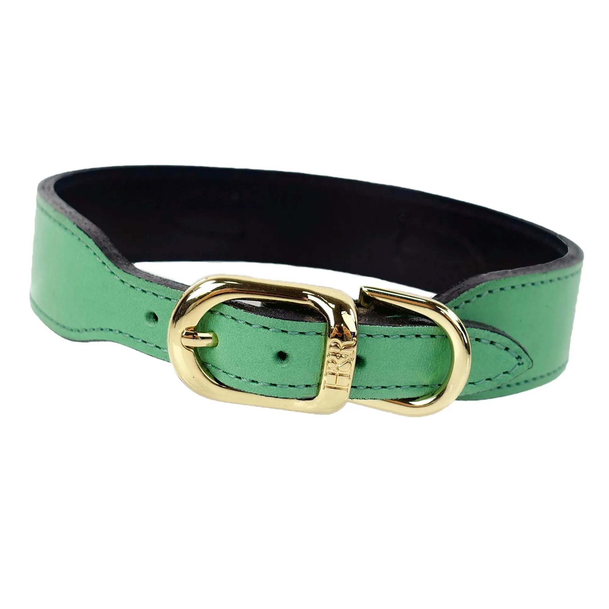 Octagon Dog Collar in Emerald Green, Emerald & Gold