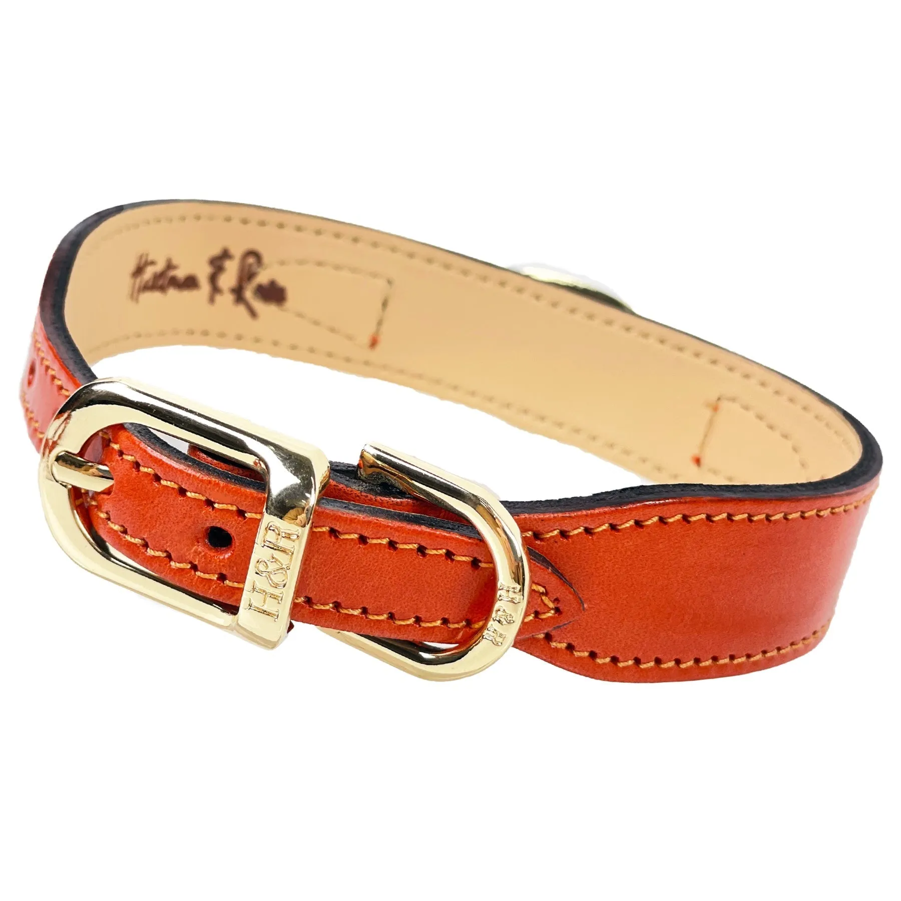Octagon Dog Collar in Tangerine, Topaz Crystal & Gold