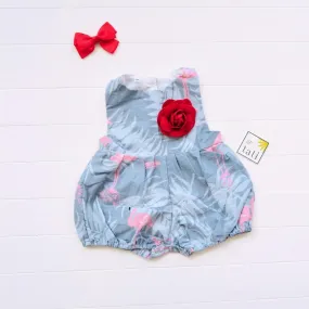 Orchid Playsuit in Flamingo Summer Blue Print