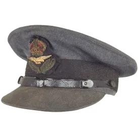 Original British WWII Royal Canadian Air Force RCAF Named Pilot Officer Visor Cap - Size 6 ¾