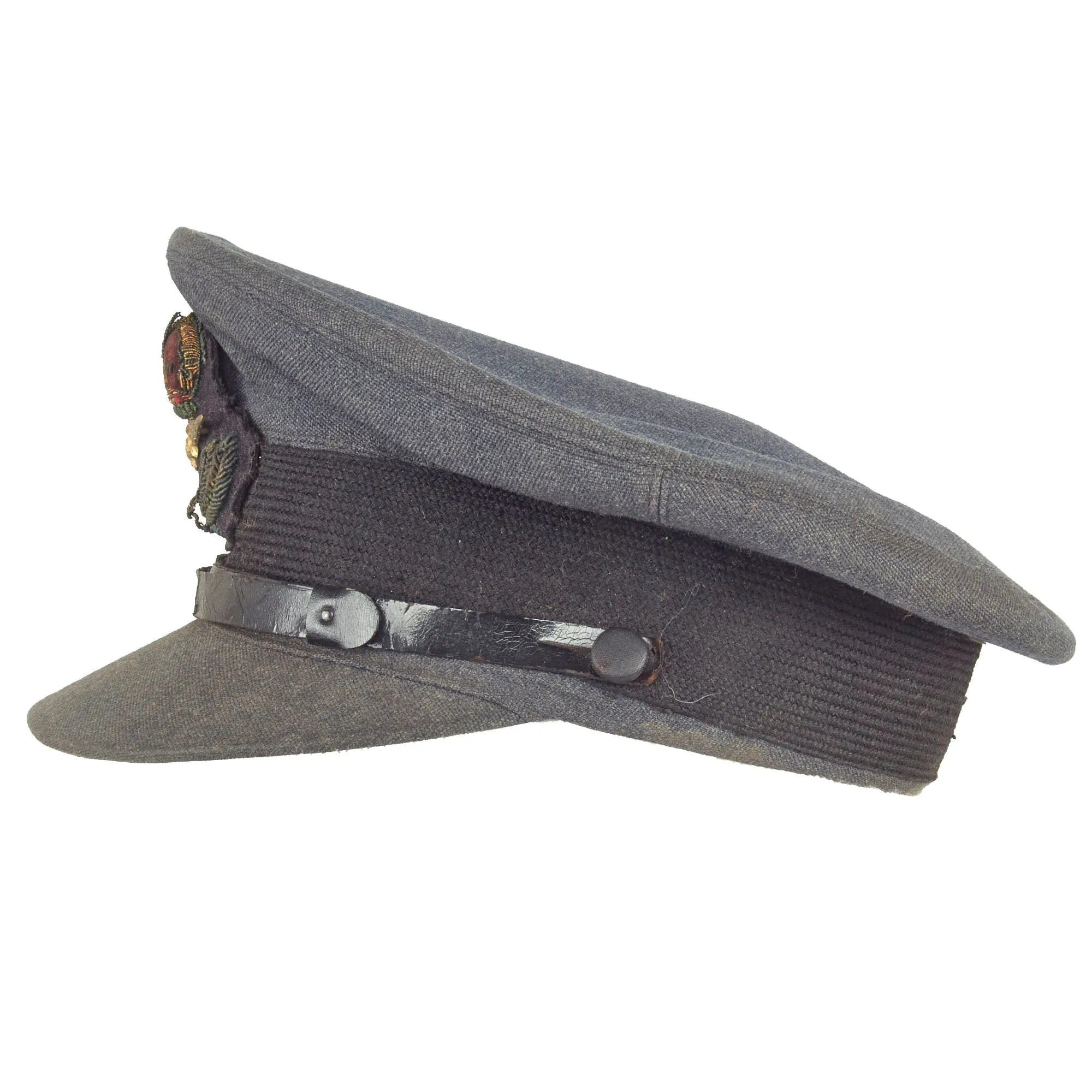 Original British WWII Royal Canadian Air Force RCAF Named Pilot Officer Visor Cap - Size 6 ¾