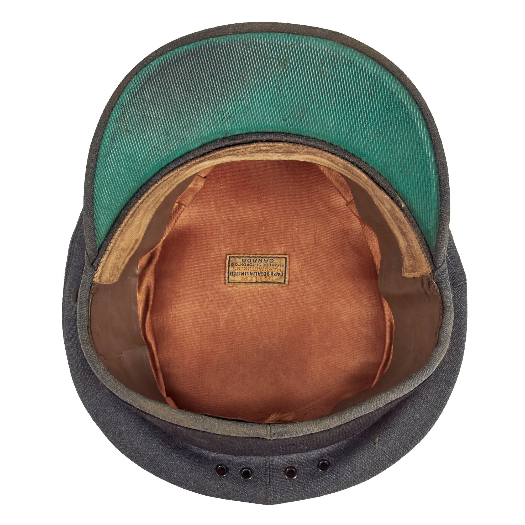 Original British WWII Royal Canadian Air Force RCAF Named Pilot Officer Visor Cap - Size 6 ¾