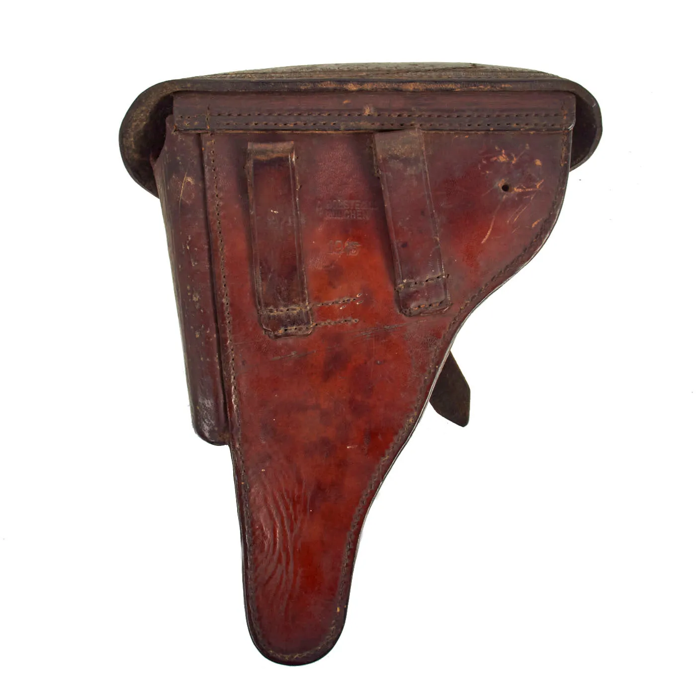 Original German WWI P08 Luger Brown Leather Holster by C. Holste & Co. of München - dated 1915