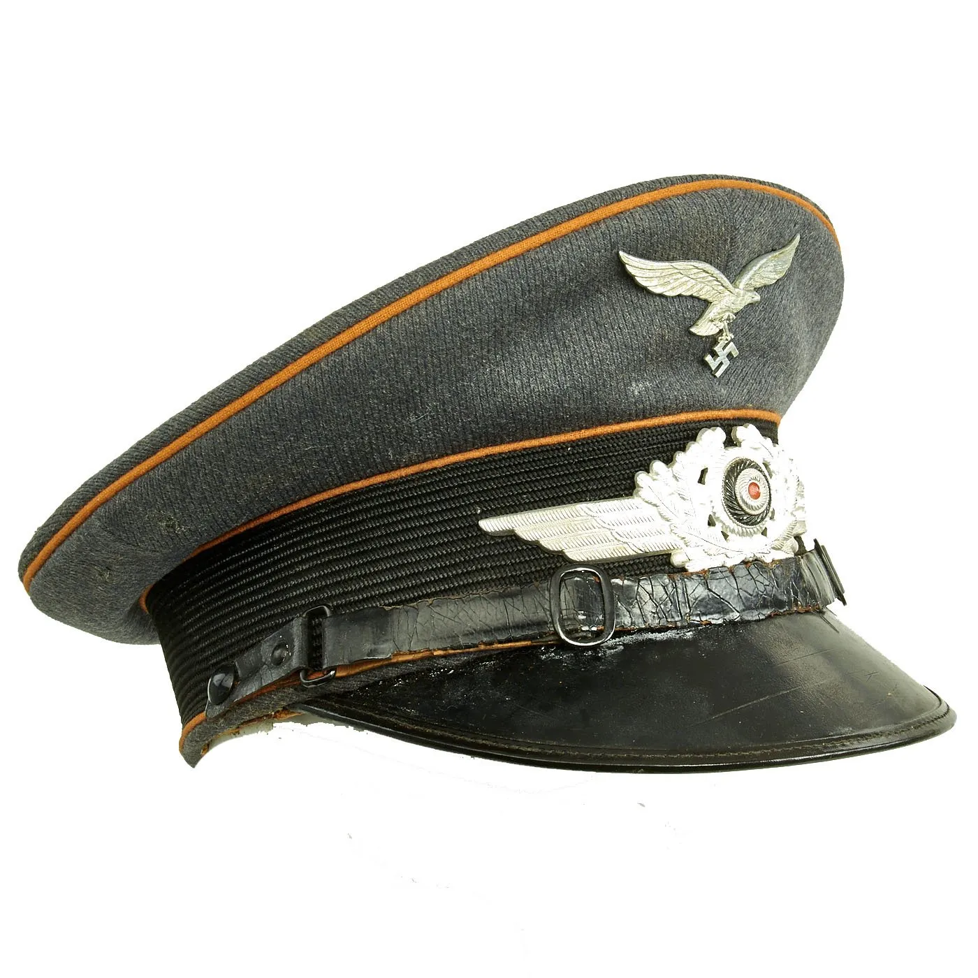 Original German WWII 1939 dated Luftwaffe Signals EM/NCO Visor Cap by Carl Halfar - Size 56