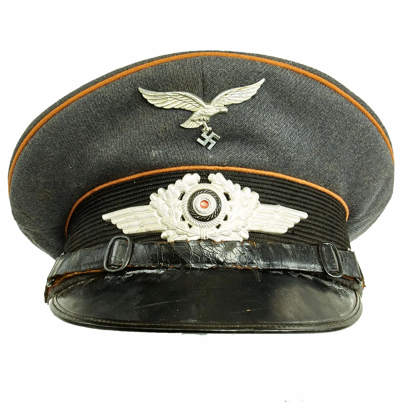 Original German WWII 1939 dated Luftwaffe Signals EM/NCO Visor Cap by Carl Halfar - Size 56