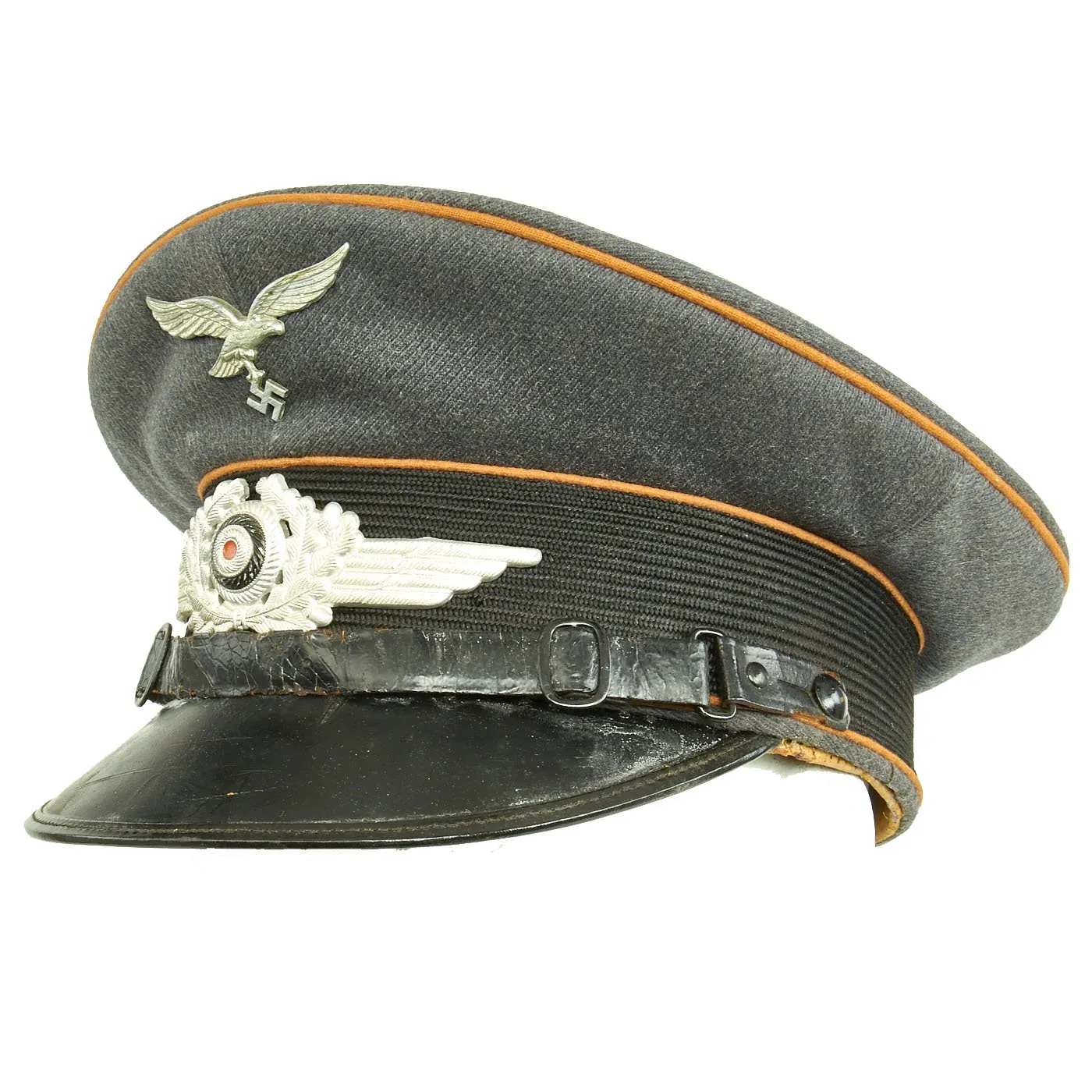 Original German WWII 1939 dated Luftwaffe Signals EM/NCO Visor Cap by Carl Halfar - Size 56