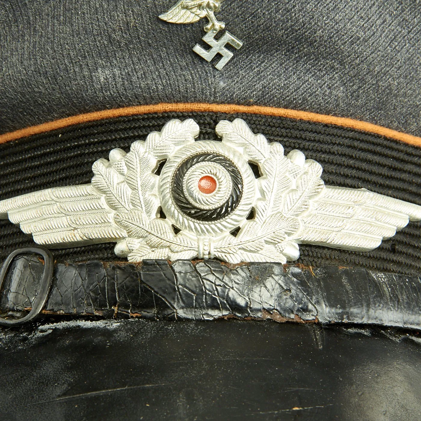 Original German WWII 1939 dated Luftwaffe Signals EM/NCO Visor Cap by Carl Halfar - Size 56