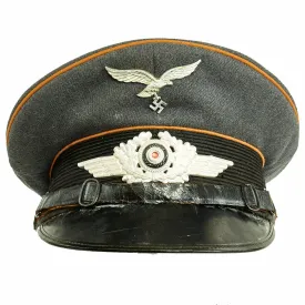 Original German WWII 1939 dated Luftwaffe Signals EM/NCO Visor Cap by Carl Halfar - Size 56