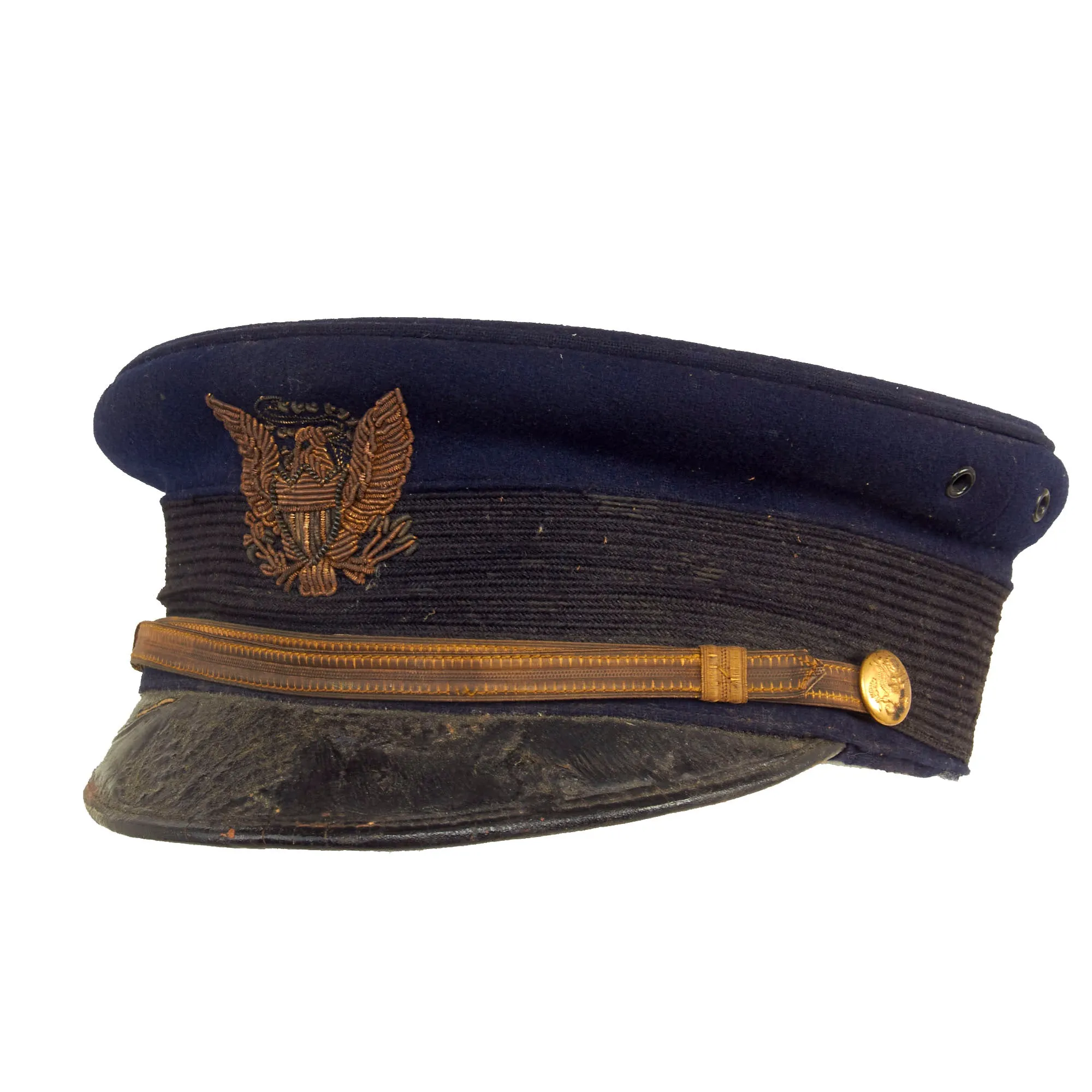 Original U.S. Philippine-American War US Army Officer’s M1902 Visor Cap With Direct Embroidered Bullion Insignia